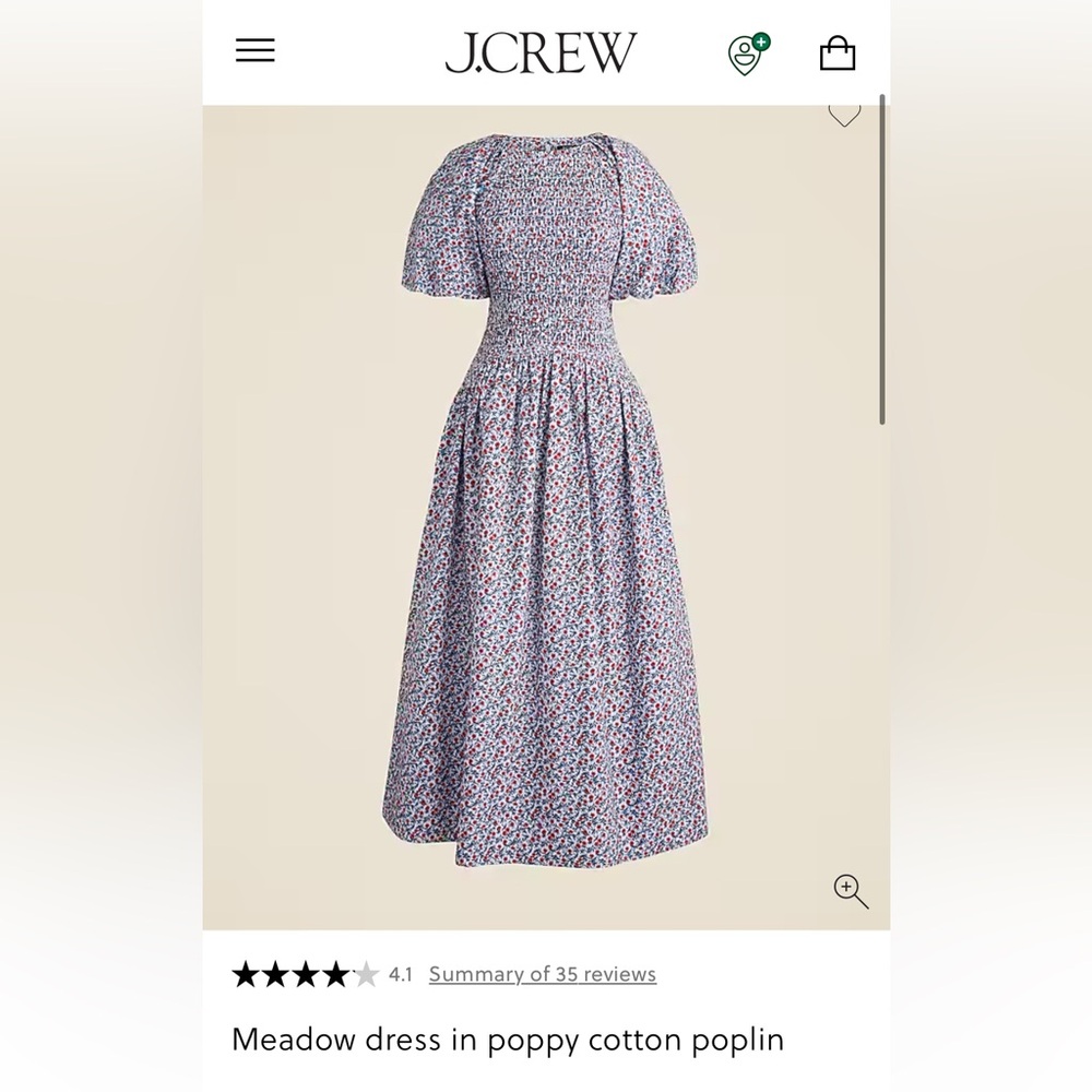 J. Crew Meadow Dress in Red and Blue Cotton Poplin